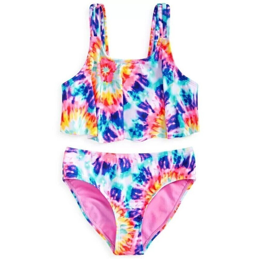 Penelope Mack Little Girls 2-Piece. Electric Tie-Dye Swimsuit Pink Multi